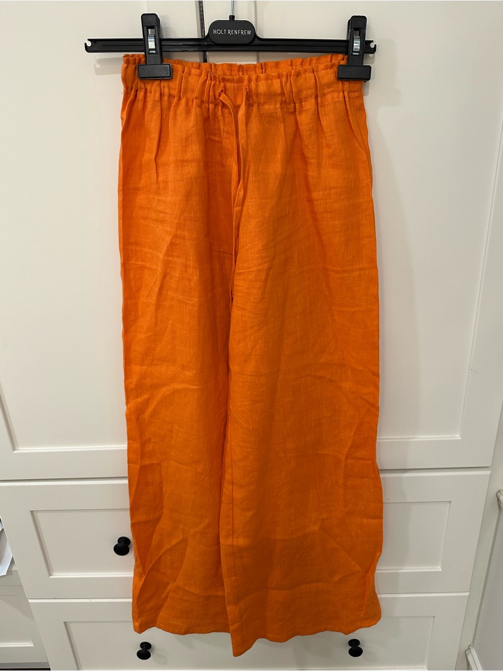 Holt Renfrew Wide-Leg Linen Pants in Orange